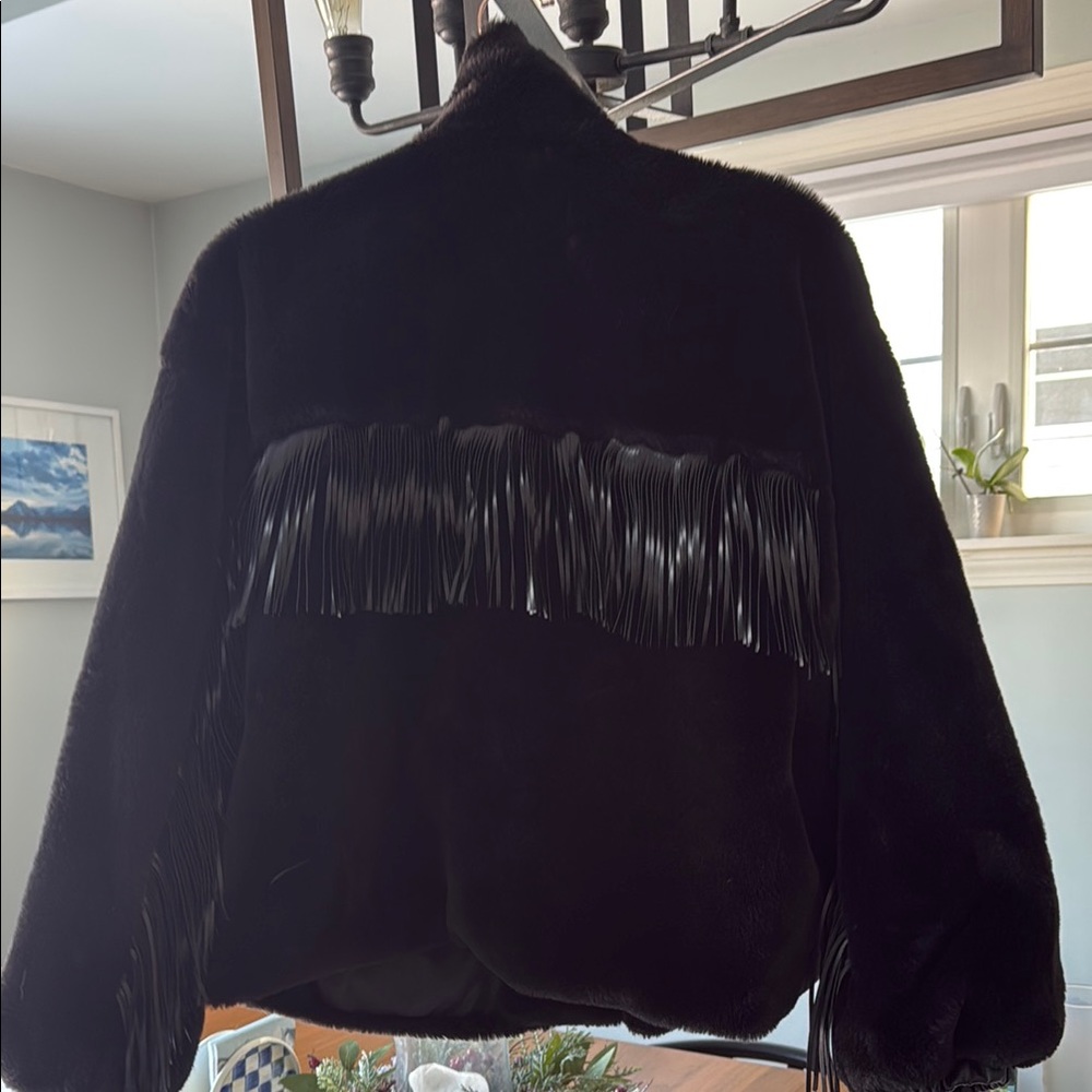 12th Tribe Black Teddy Jacket with Fringe Detail